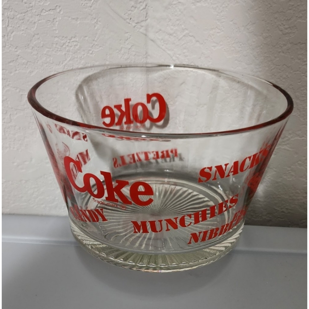 Vintage COKE Coca-Cola heavy glass dish bowl snack popcorn pretzels